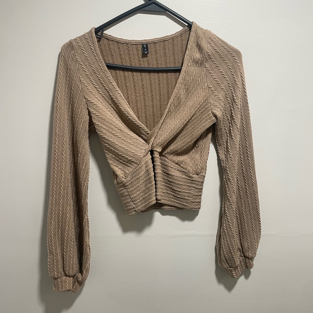 Elegant Tan V-Neck Women's Top